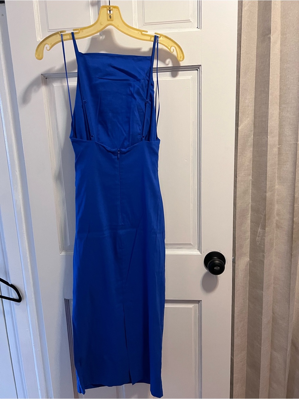 Zara Cobalt Blue Asymmetric Ruched Midi Dress - Picture 2 of 2